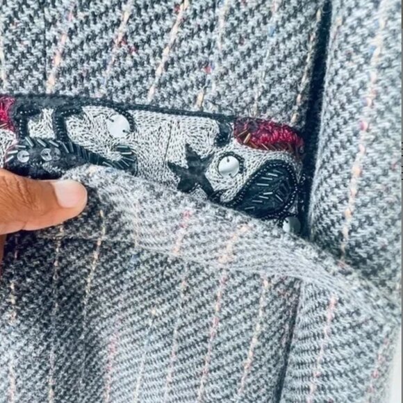 MUGLER VINTAGE WOOL TEXTURED BLAZER PINK STRIPES  SIZE 46 THIERRY MUGLER - Picture 15 of 15